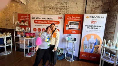 ShopDot at the booth with a pet pro