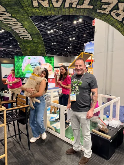ShopDot meeting pet pros and their dogs at the expo