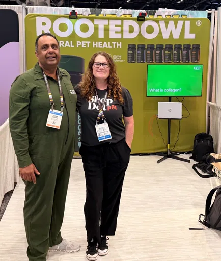 ShopDot with a pet brand at the ROOTEDOWL booth