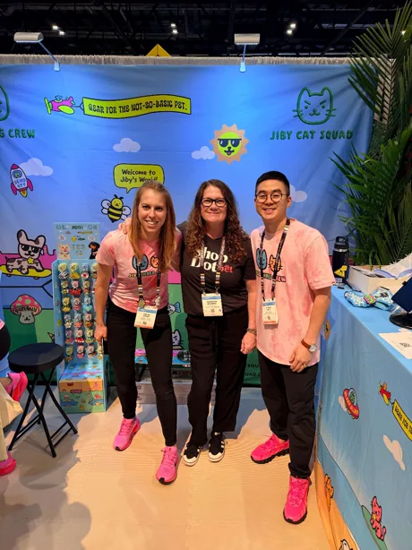 ShopDot with a pet brand at the Jiby Cat Squad booth