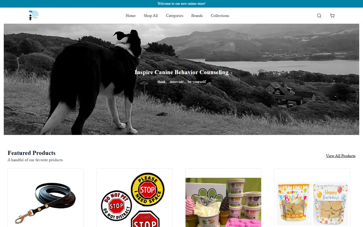 Inspire Canine storefront — live ShopDot store